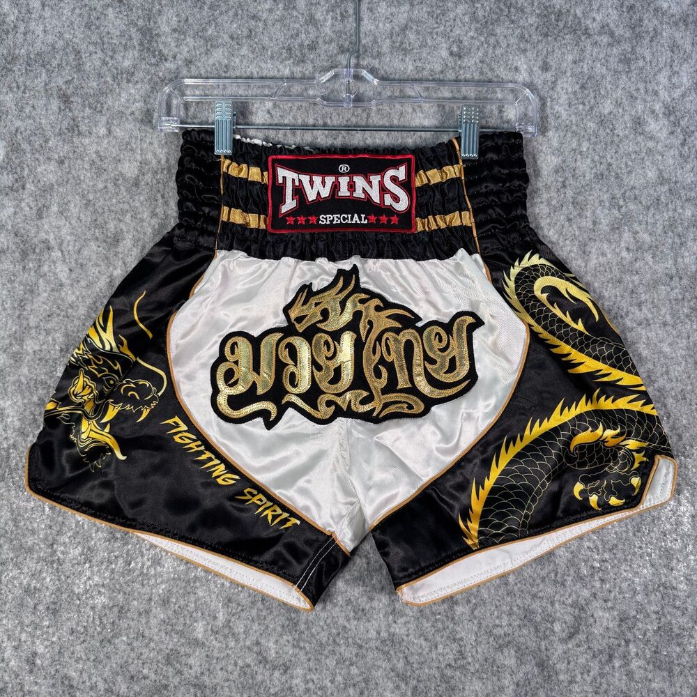 Twins Special Muay Thai Shorts Mens M White Black Boxing Fighting Spirit